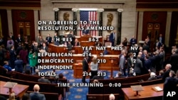 Picha hii inaonyesha idadi ya kura zlizopigwa katika Baraza la Wawakilishi kumfungulia mashtaka waziri wa usalama wa ndani Alejandro Markos, Februari 13, 2024.