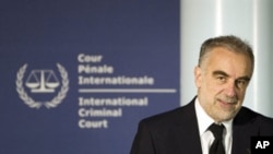 International Criminal Court prosecutor Luis Moreno-Ocampo gives a press conference, in The Hague, the Netherlands, 01 Apr 2010