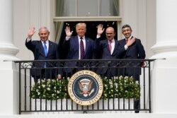 پرزیدنت ترامپ در کاخ سفید میزبان نخست وزیر اسرائیل و وزرای خارجه امارات و بحرین بود. .