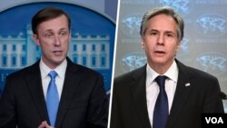 آنتونی بلینکن (راست) وزیر خارجه آمریکا و جیک سالیوان مشاور امنیت ملی کاخ سفید