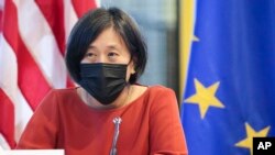美国贸易代表戴琪（Katherine Tai）在美国-欧盟贸易和技术委员会会议期间发表讲话（2021年9月29日）。