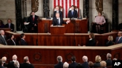 Donald Trump devant les 2 chambres réunies du Congrès, Capitol Hill, Washington, le 28 février 2017.