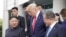 U.S. President Donald Trump, North Korean leader Kim Jong Un and South Korean President Moon Jae-in leave after a meeting at the demilitarized zone separating the two Koreas, in Panmunjom, South Korea, June 30, 2019. 