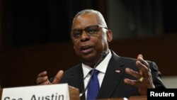 美国国防部长劳埃德·奥斯汀（Lloyd J. Austin）2023年3月28日在参议院军事委员会作证。（路透社）