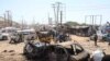 A general view shows the scene of a truck bomb explosion at a checkpoint in Mogadishu, Somalia, Dec. 28, 2019. 