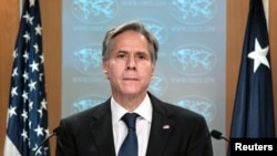 美国国务卿布林肯在国务院就阿富汗问题举行记者会（2021年8月25日）