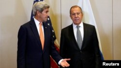 US Secretary of State John Kerry and Russian Foreign Minister Sergei Lavrov meet in Geneva, to discuss the crisis in Syria, September 9, 2016