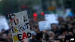 Sedmi "Protest protiv diktature", Beograd, 9. aprila 2017. (AP Photo/Darko Vojinovic)