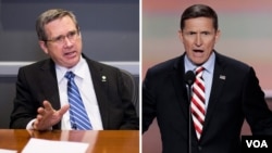 مایکل فلین (راست) و سناتور مارک کرک از دولت اوباما انتقاد کردند. 