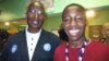 Bakary Tandia (left) poses for a photo with one member of his grassroots volunteer team, in Philadelphia, Pennsylvania, on Election Day 2008. (Credit: Bakary Tandia)