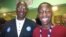 Bakary Tandia (left) poses for a photo with one member of his grassroots volunteer team, in Philadelphia, Pennsylvania, on Election Day 2008. (Credit: Bakary Tandia)