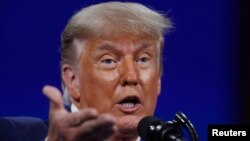 Former U.S. President Donald Trump speaks at the Conservative Political Action Conference in Orlando, Florida, Feb. 28, 2021.