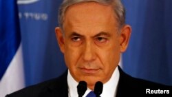 11일 벤자민 네타냐후 이스라엘 총리가 가자지구 공습과 관련하여 텔아비브에서 기자회견을 가졌다.