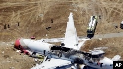 七月六号坠落旧金山机场的韩亚214 残骸