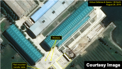 38线以北网站上传的空中客车国防与航天卫星图像，显示朝鲜的一个海军建设项目。