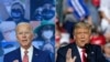 This combination of pictures shows Democratic presidential nominee and former Vice President Joe Biden on Oct. 23, 2020 in Wilmington, Delaware, On the right is U.S. President Donald Trump in Gastonia, North Carolina, Oct. 21, 2020. 