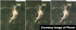 서해 미사일 발사장 인근 엔진 실험장을 촬영한 위성사진. 왼쪽부터 8월16일, 9월1일, 9월10일. 사진제공=Planet Labs Inc.