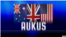 AUKUS字体上有澳大利亚、英国和美国国旗(左至右)