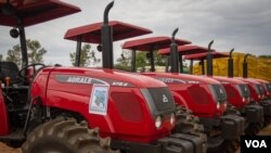 Some of the tractors donated by Mrs. Grace Mugabe in Maphisa, Matabeleland South province. (Photo: Taurai Shava)
