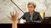 Fu Ying, spokeswoman for the National People's Congress, waits for questions from journalists during a press conference in the Great Hall of the People in Beijing, March 4, 2015. 