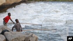 Fisherman catch fish using their nets in this Monday, May, 23, 2016 photo in Machinga Malawi.