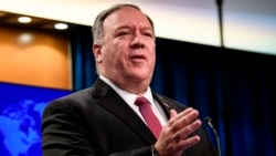 美国国务卿蓬佩奥2020年10月21日在记者会上发言（美联社）