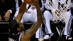 Kawhi Leonard, le 10 juin 2014, Miiami, Floride, le 10 juin 2014. (AP Photo/Lynne Sladky) 