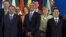 President Barack Obama takes his place with other leaders for the Family Photo during the G20 Summit, Monday, June 18, 2012, in Los Cabos, Mexico. 