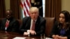 President Donald Trump talks to reporters during his meeting with immigration crime victims at the White House in Washington, June 28, 2017. 