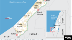 Peta wilayah jalur Gaza dan perbatasannya (Foto: dok).