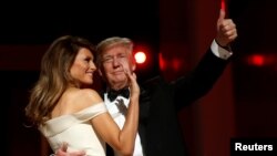 美国总统和梅拉妮亚参加了庆祝他就职的自由舞会（2017年1月20日）