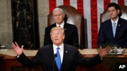 Le président Donald Trump lors de son discours sur l'état de l'Union au Congrès, à Washington, le 30 janvier