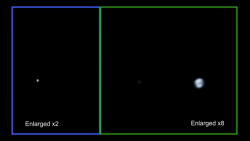 This image of the cosmic pirouette of Earth and our moon was captured by Juno as it flew by Earth on Oct. 9, 2013.