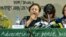 Nobel Peace laureates, from left, Yemen's Tawakkol Karman, Iran's Shirin Ebadi and Ireland's Mairead Maguire address a press conference after their visit to the Rohingya refugee camps in Dhaka, Bangladesh, Feb. 28, 2018. 