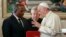 Pope Francis talks with Congo President Joseph Kabila during a private audience in the pontiff's studio, at the Vatican, Sept. 26, 2016. 