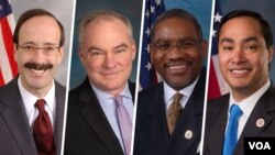 از راست واکین کاسترو، گرگوری میکس، تیم کین، و الیوت اِنگل