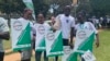 Young people gather to protest land, forest and wetland degradation, in Kampala, Uganda, Sept. 20, 2019. (H. Athumani/VOA) 