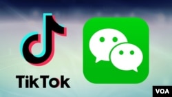 中国语音社媒软件TikTok和微信的标识