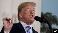 도널드 트럼프 대통령이 8일 백악관에서 이란 핵 합의 탈퇴를 공식 선언했다.