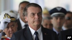 Le président brésilien Jair Bolsonaro, le mercredi 9 janvier 2019. (Photo AP / Eraldo Peres)