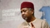 FILE - Nigeria's then-National Security Adviser Sambo Dasuki listens to a question after his address at Chatham House, London, Jan. 22, 2015. 