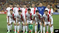  中国足球队在亚足联四分之一决赛前合影（2015年1月22日澳大利亚布里斯班）