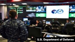 미군 사이버사령부 산하 함대사이버사령부 통제실. (자료사진)
