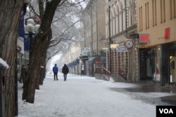 With less than 50,000 people, locals in the city of Ostersund, Sweden, say that before the attacks, they considered it safe for women and girls to walk outside alone at night, March 20, 2016. (H. Murdock/VOA)