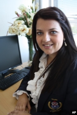 Christna De Kock, leader of the university branch of the Freedom Front Plus-a white Afrikaans party often accused of racism