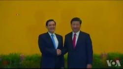 11月7日习近平与马英九在新加坡历史性握手相见