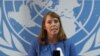 FILE: United Nations Special Rapporteur on Human Rights in Cambodia Rhona Smith speaks during a news conference in Phnom Penh, Cambodia, May 9, 2019. REUTERS/Samrang Pring 