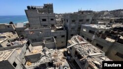 دیمەنی وێرانەی ئەو باڵەخانەیەی کە ڕۆژی 25ی شەشی 2024 لە غەزە بووە ئامانجی هێرشێکی ئیسرائیلە و تێیدا خوشکی ئیسماعیل هەنییە سەرکردەی حەماس و چەند ئەندامێکی تری خێزانەکەیان بوونە قوربانی.