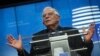 European Union foreign policy chief Josep Borrell talks to journalists during a news conference following an EU foreign ministers' meeting at the Europa building in Brussels, Belgium, Feb. 17, 2020. 
