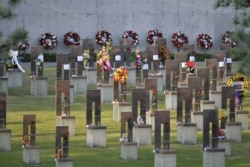 FILE - The Field of Empty Chairs is seen during the 20th Remembrance Ceremony, the anniversary ceremony for victims of the 1995 Oklahoma City bombing, at the Oklahoma City National Memorial and Museum in Oklahoma City, Oklahoma, April 19, 2015.